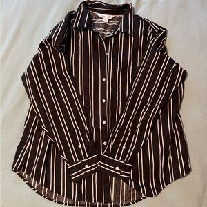 Old Navy Black and White Striped Button Down Shirt
